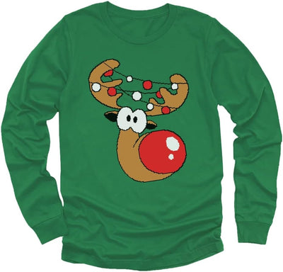 Reindeer Long Sleeve Shirt Toddler Youth Kids Ugly Christmas Sweater Style