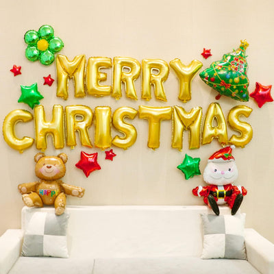 Christmas Balloons Merry Christmas Banner Xmas Balloons Santa Claus Christmas Tree Mylar Foil Balloons for Christmas Party New Years Eve Party Decorations Supplies